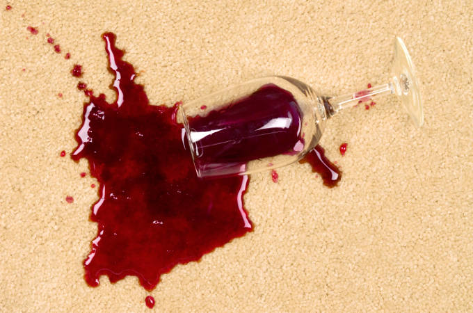 Cleaning up red wine carpet stains